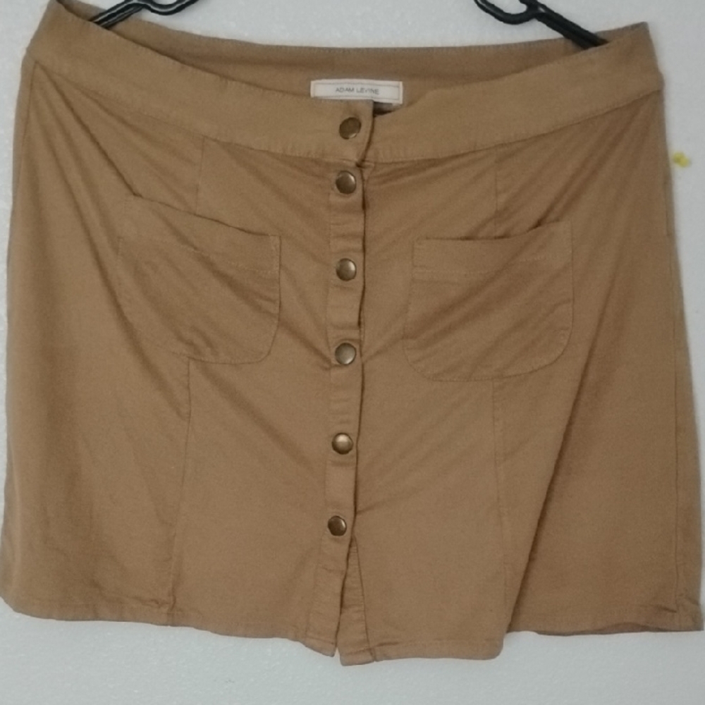 Adam Levine Collection Camel Button-Front Mini Skirt